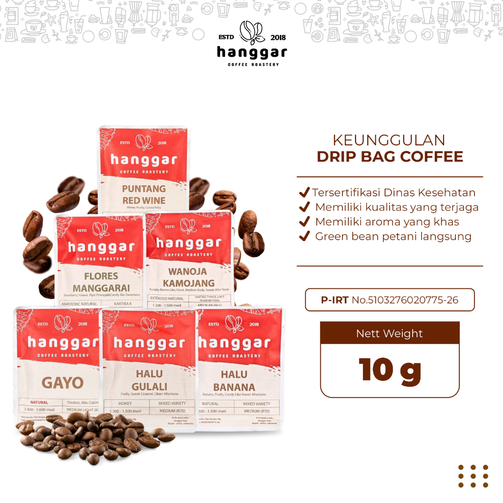

Drip Bag Kopi Arabika Hanggar Roastery 10g Original