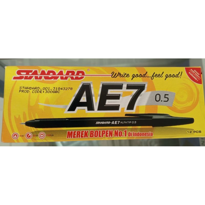 

(per pack) pulpen standard hitam | pulpen AE7 0.5