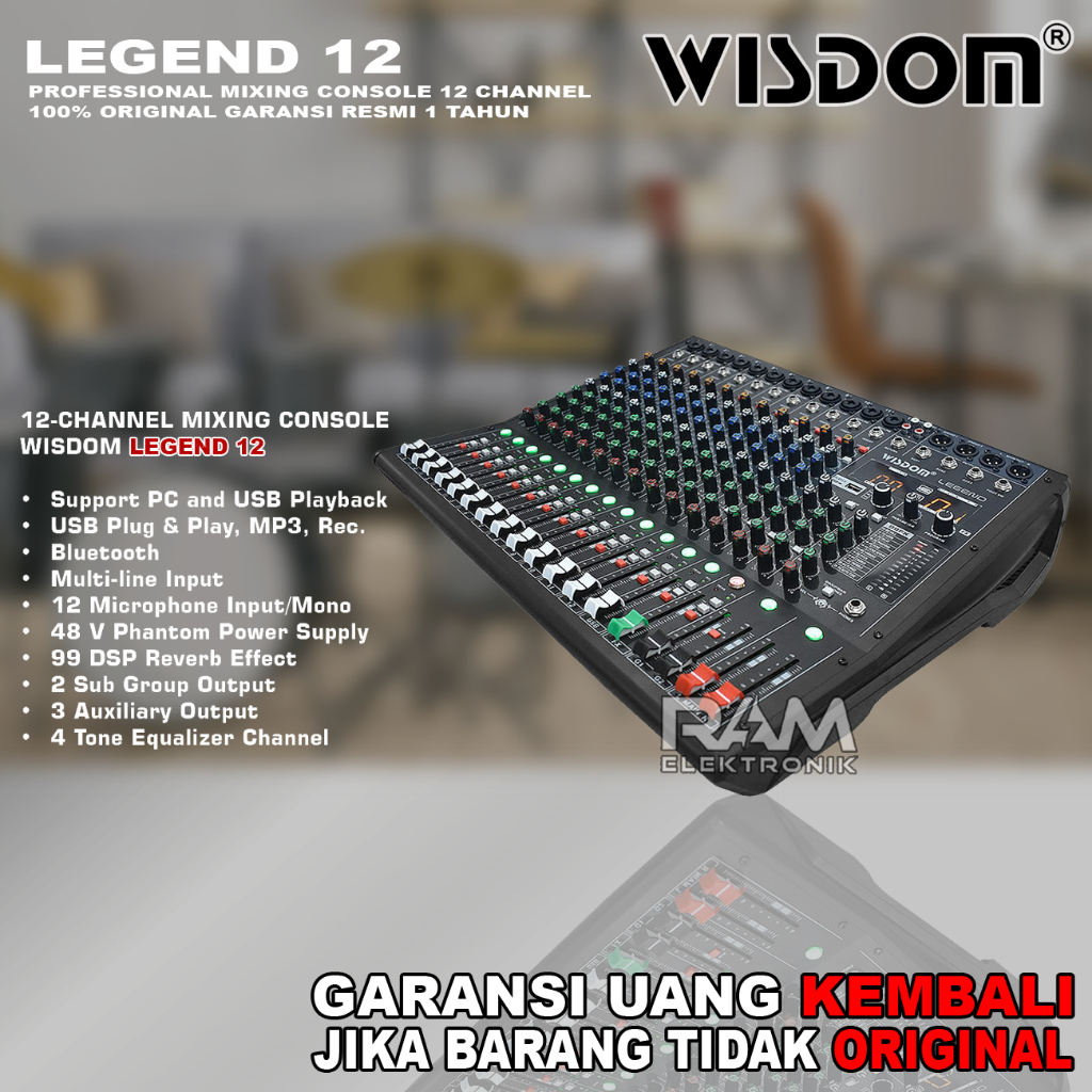 Mixer 12 Channel WISDOM LEGEND 12 / LEGEND12 Bluetooth USB Original