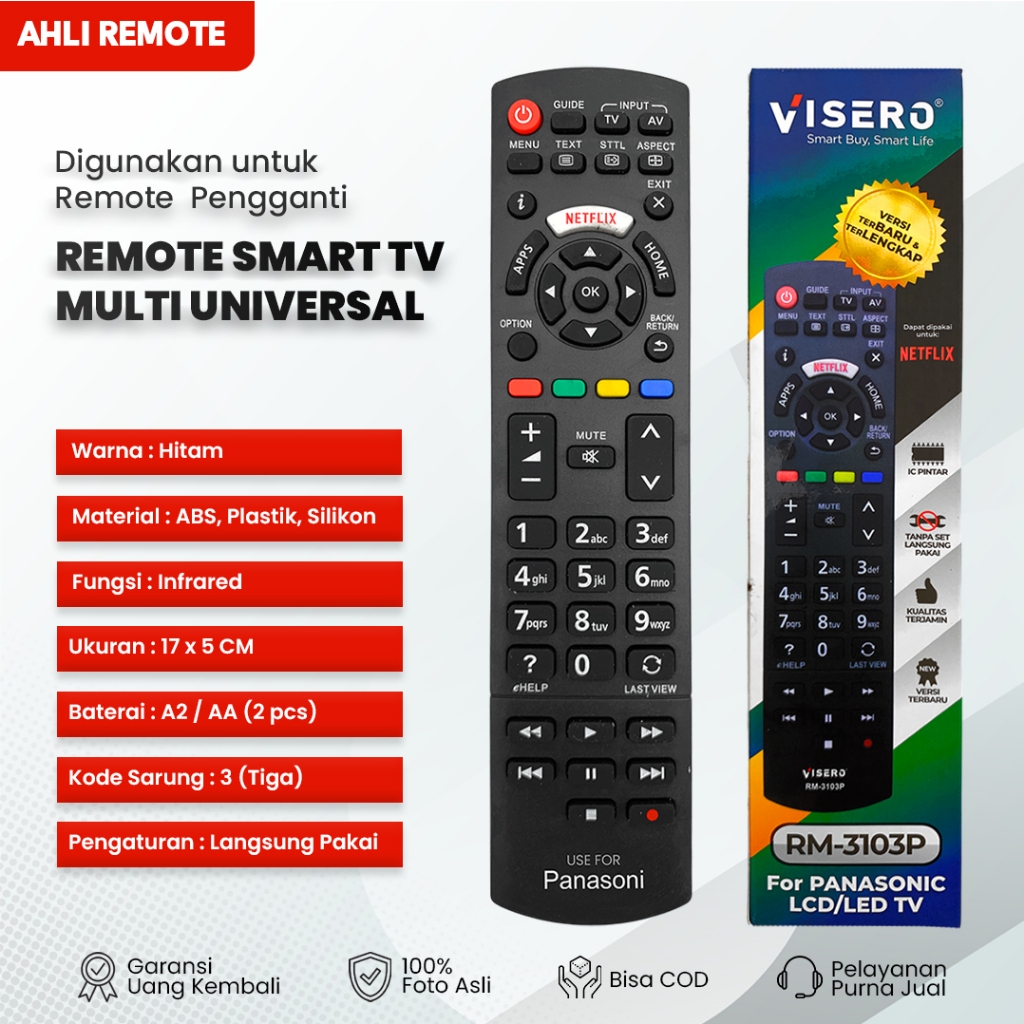 Remote TV Panasonic Smart Universal / Remot TV LCD LED Panasonic Multi