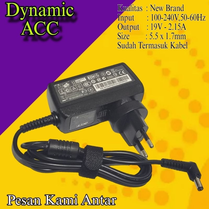 Adaptor Charger Cas ACER Aspire One V5-131 V5-132 V5-132P D257 D255 D270 V5 722 725 D260 ZG5 19V 2.1