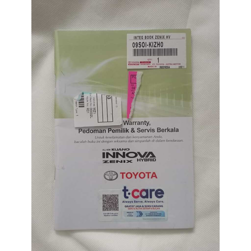 Buku Manual Pedoman Pemilik Integration Book Innova Original Toyota