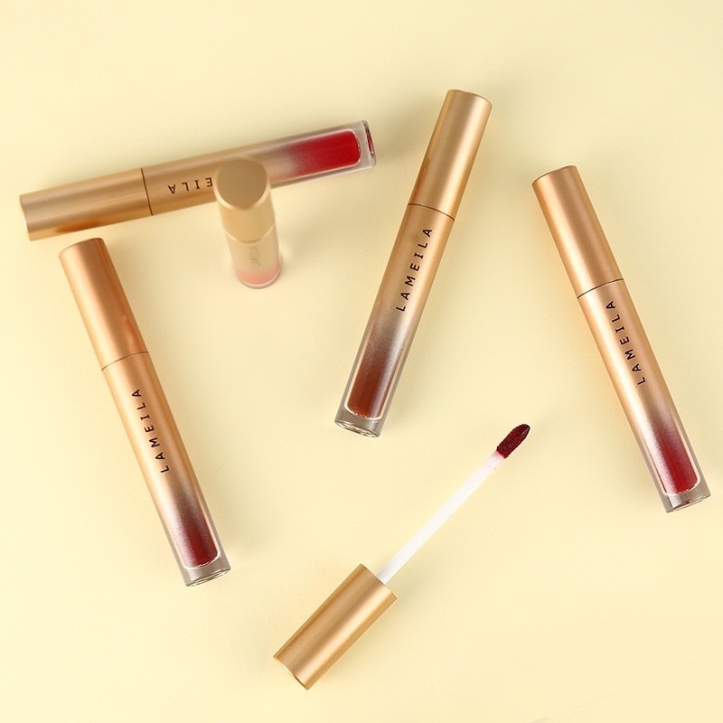 Lameila 1021 Lip Glaze Gold Edition | Lip Cream Glossy waterproof n transferproof