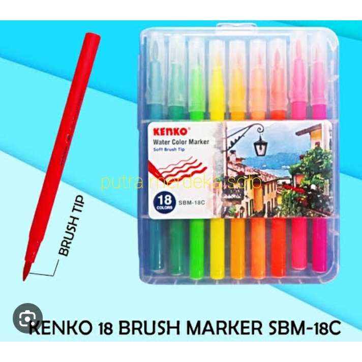 

Color Brush Pen / Pena Kuas Warna KENKO SBM-18C / 18 Warna / Water Color Marker Soft Brush Tip