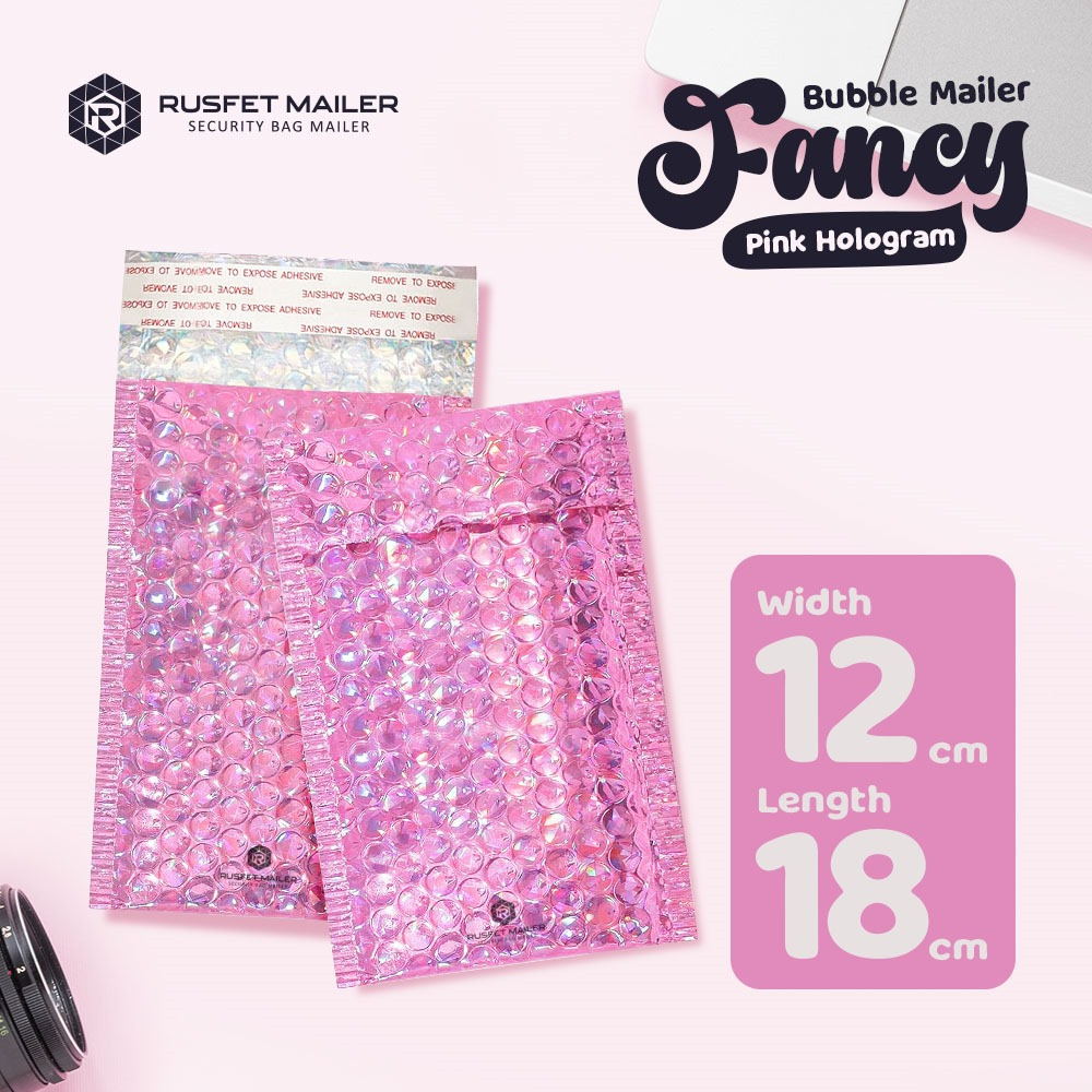 Amplop Bubble Mailer Hologram Pink 12x18 Envelope Bubble Wrap Rusfet