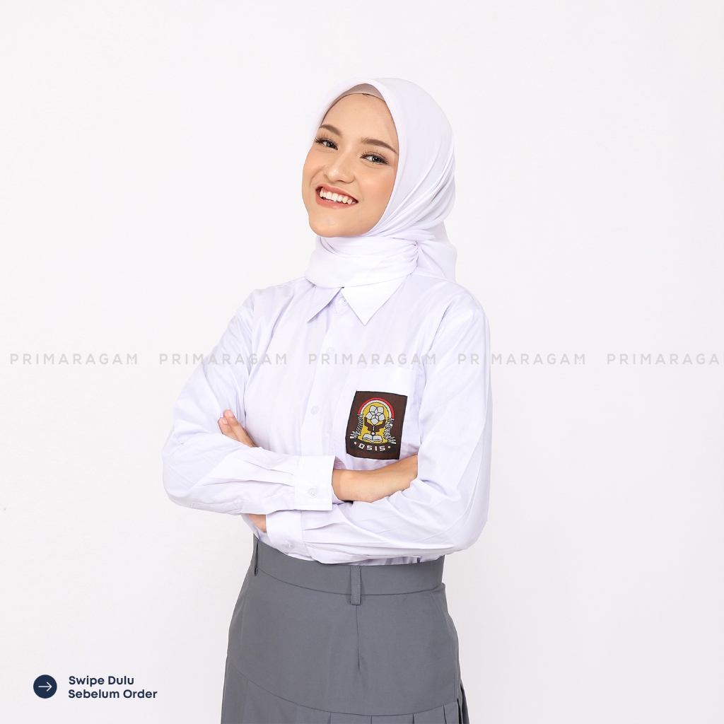 Primaragam Seragam Sekolah Sma Perempuan Lengan Panjang Baju Kemeja Putih Osis Smk Cewek Laki Laki