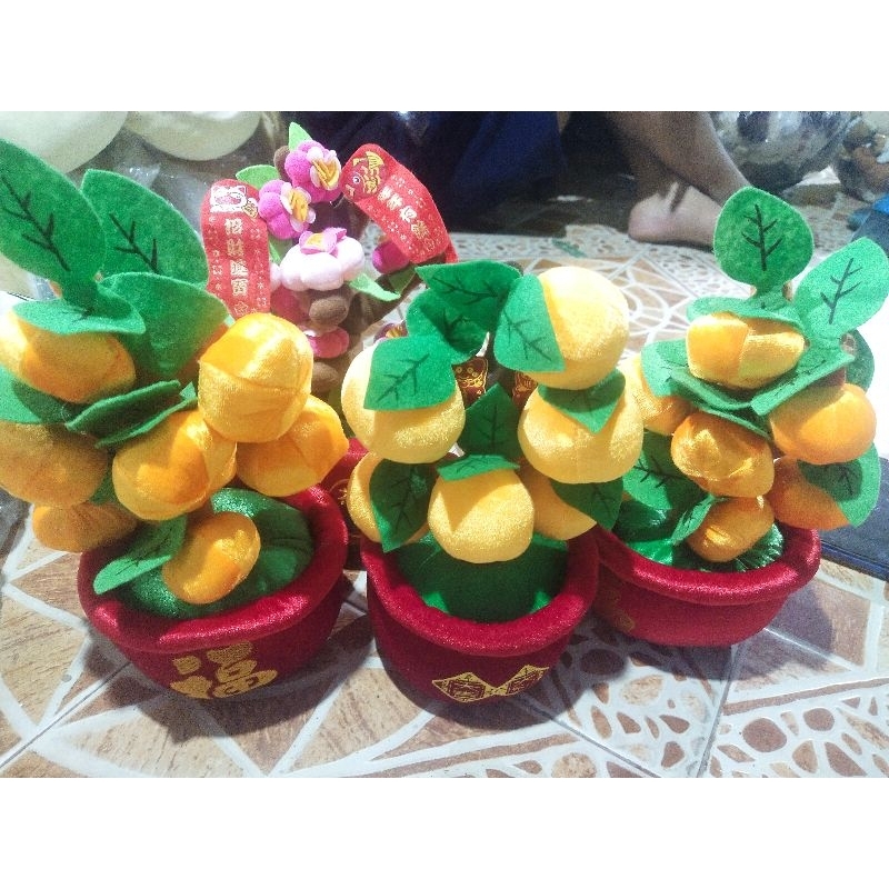 boneka pajangan bunga sakura, pohon jeruk cantik buat hiasan Imlek