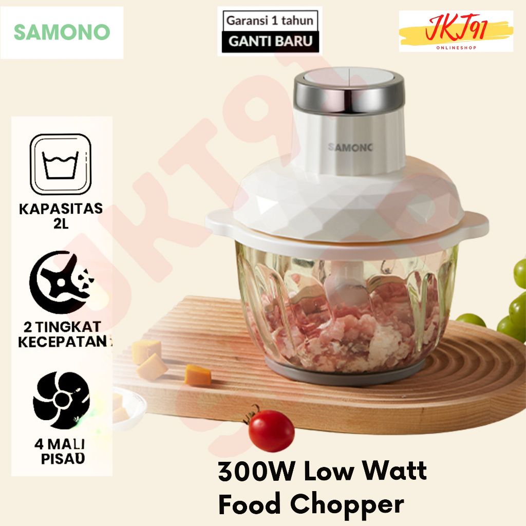 Food Chopper Kaca Blender Food Processor  SAMONO MPASI Penggiling Daging Meat Grinder 2 Liter