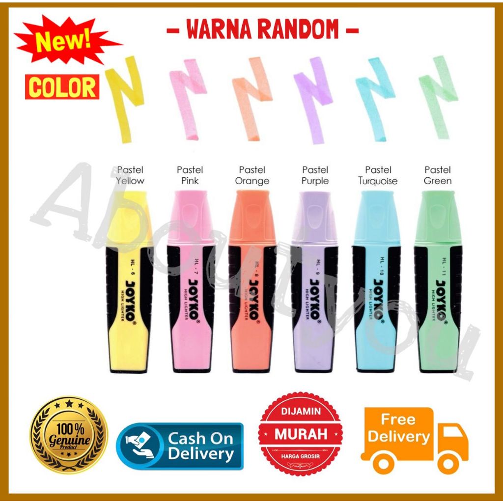 

Highlighter JOYKO Premium Tebal Penanda Marker Joyko Warna Pastel