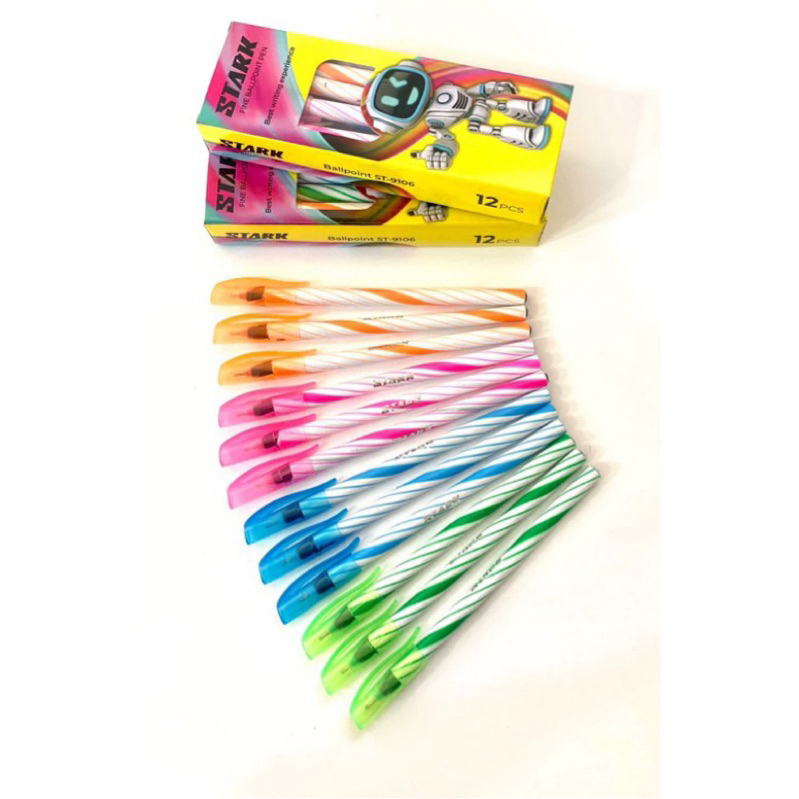

(GL) Pulpen 12pcs/1 Lusin Stark/Nevana Hitam Balpoin Lilin/Ulir 923 ST Pena/Pen/Bolpen color unik