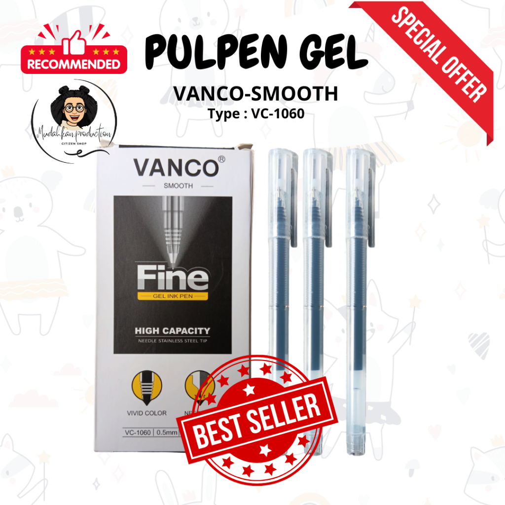 

PULPEN GEL VANCO VC-1060 ( 0,5 mm ) | 1 PACK ISI 12 | 1 PAK ISI 6 | TINTA HITAM
