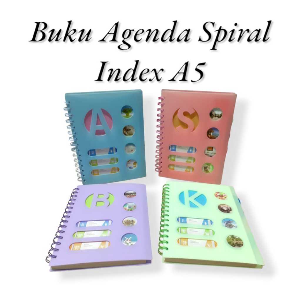 

ROYALE STATIONARY - BUKU DIARY / AGENDA SPIRAL HARD COVER UKURAN A5 DENGAN INDEX FANCY ALPHABET