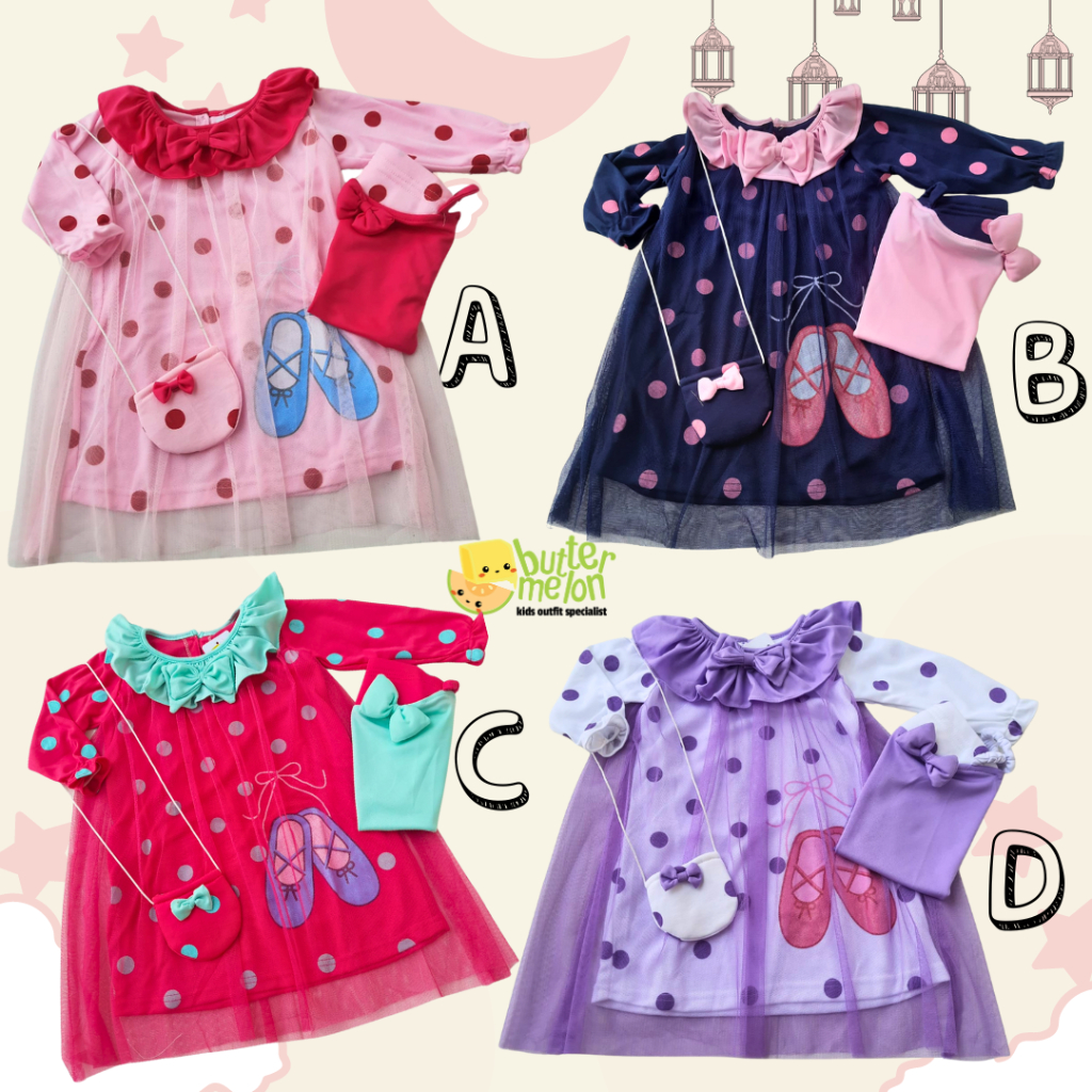 GAMIS BAYI 1 TAHUN PEREMPUAN  SET HIJAB BAYI NEW BORN 0-12 BULAN  BAJU MUSLIM BAYI PEREMPUAN  BUTTER