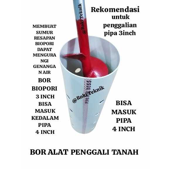 Bor biopori Alat Gali Tanah 9cm Bor Tanah Spiral