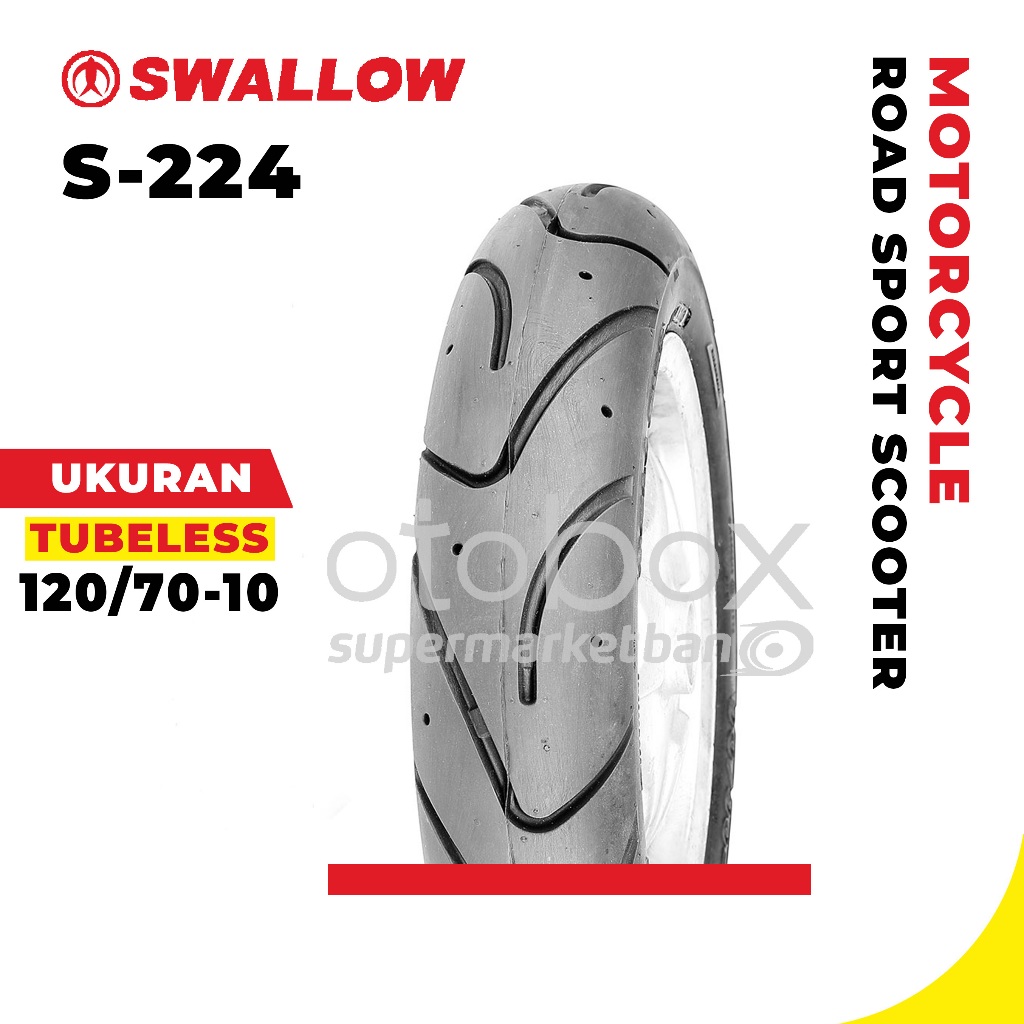 BAN MOTOR SWALLOW S-224 UKURAN 120/70-10 RING 10 TUBELESS