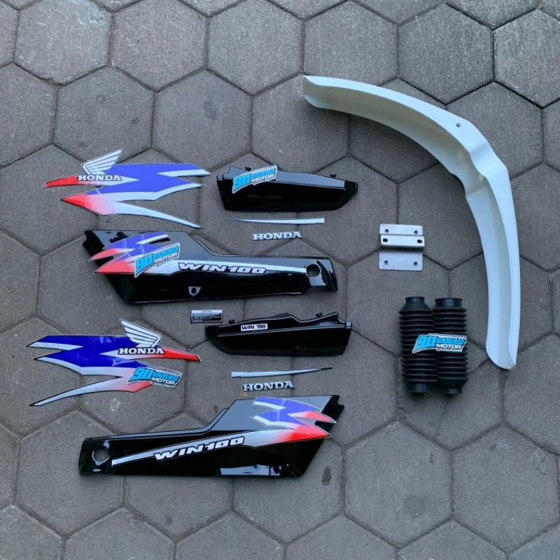 Fullset Cover Body Honda Win 100 Warna Hitam Set Striping List Body Win 100 Tahun 1996 Warna Biru Me