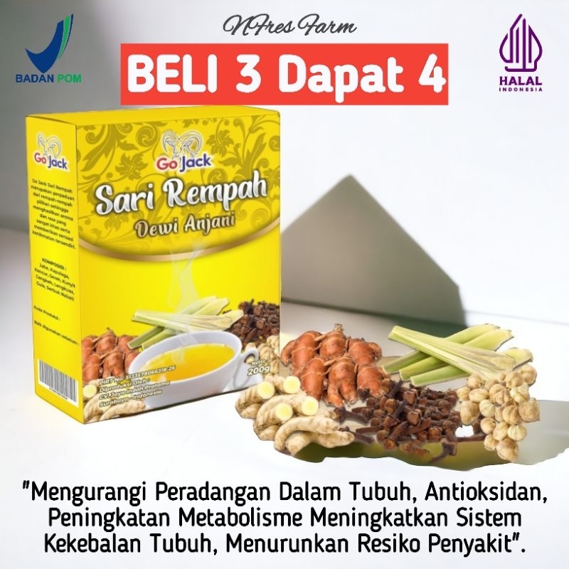 

PROMO!!!Sari Rempah BELI 3 DAPAT 4 GoJack Dewi Anjani untuk imun tubuh Herbal Alami Rempah-rempah Sebuk Minuman Kekinian Minuman Serbuk