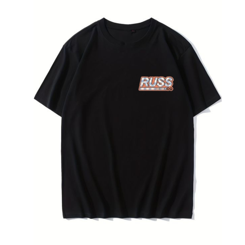T-shirt RUSS Lengan Pendek Pria Wanita M-XXL / Kaos RUSS Tulisan Kanan Kecil