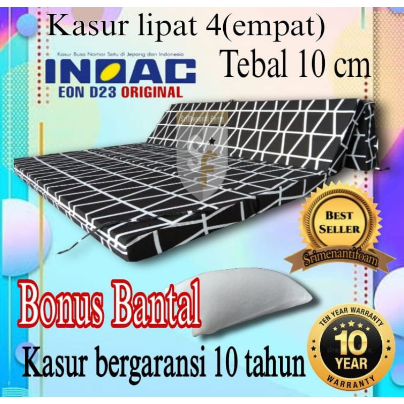 KASUR LIPAT 4 INOAC.(BONUS BANTAL)KASUR LIPAT TEBAL 10CM.BERGARANSI 10 TAHUN.KASUR LIPAT.BUSA INOAC