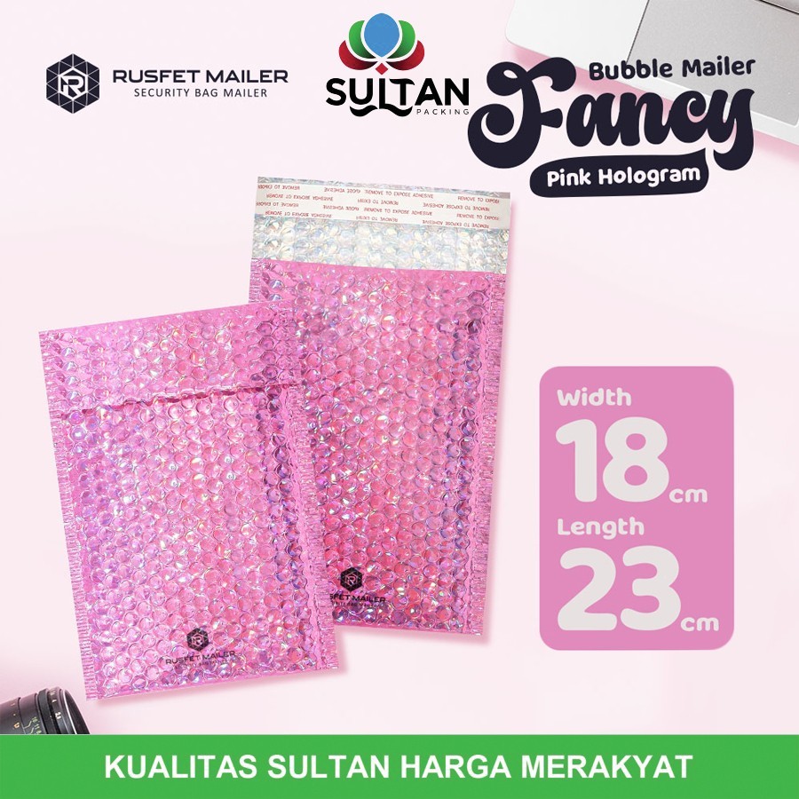 

AMPLOP BUBBLE MURAH|BUBBLE MAILER|BUBBLE PACKING PINK HOLOGRAM 18X23