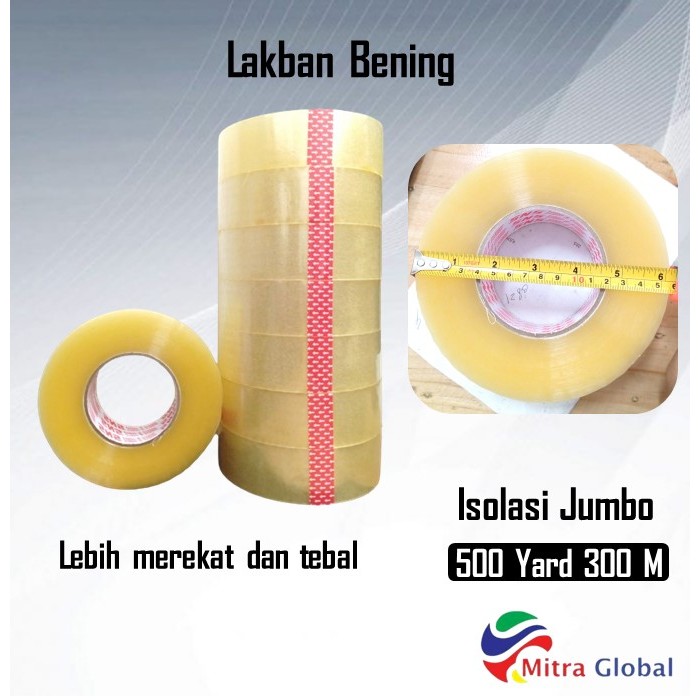 Isolasi Lakban Bening Putih Transparan Besar 45 MM 500 Yard 300 Meter Packing Barang 2 Inch Jumbo 44
