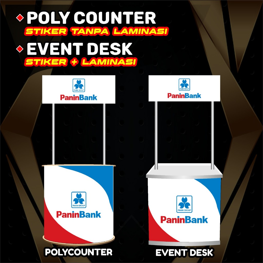 Pop Up Table Counter Desain PANIN BANK / Booth Event Desk Portable / Meja Polycounter Promosi