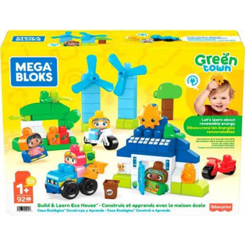 Mega Bloks Set Green Town Build Learn Eco House Hcg36