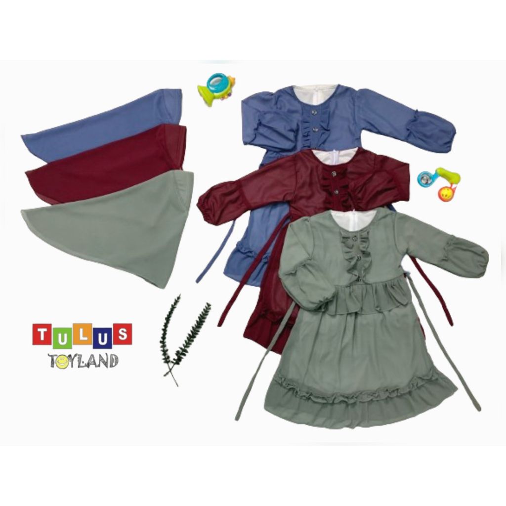 Gamis Anak Cewe Rempel Set Hijab Cantik Busana Muslim Baju Lebaran Anak Perempuan