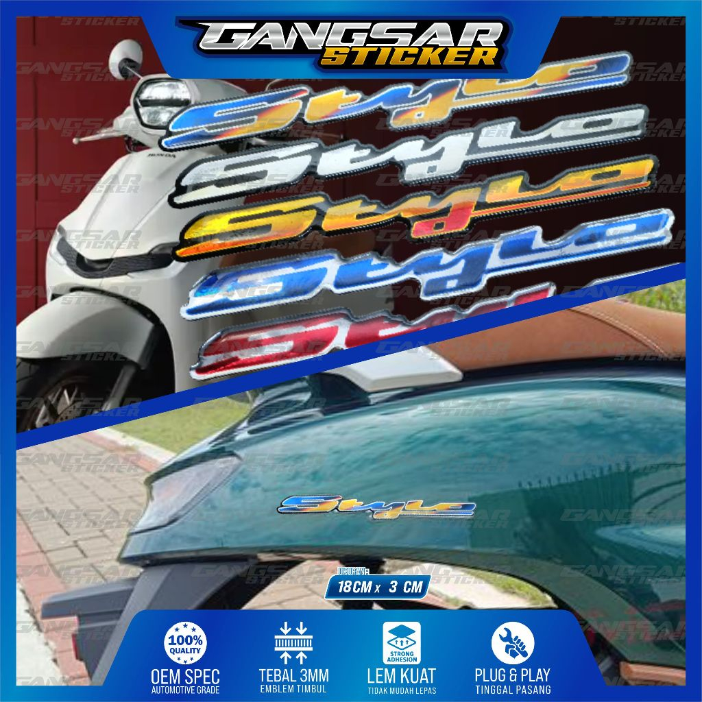 Emblem honda stylo / emblem timbul honda stylo / emblem titanium honda stylo / emblem honda stylo