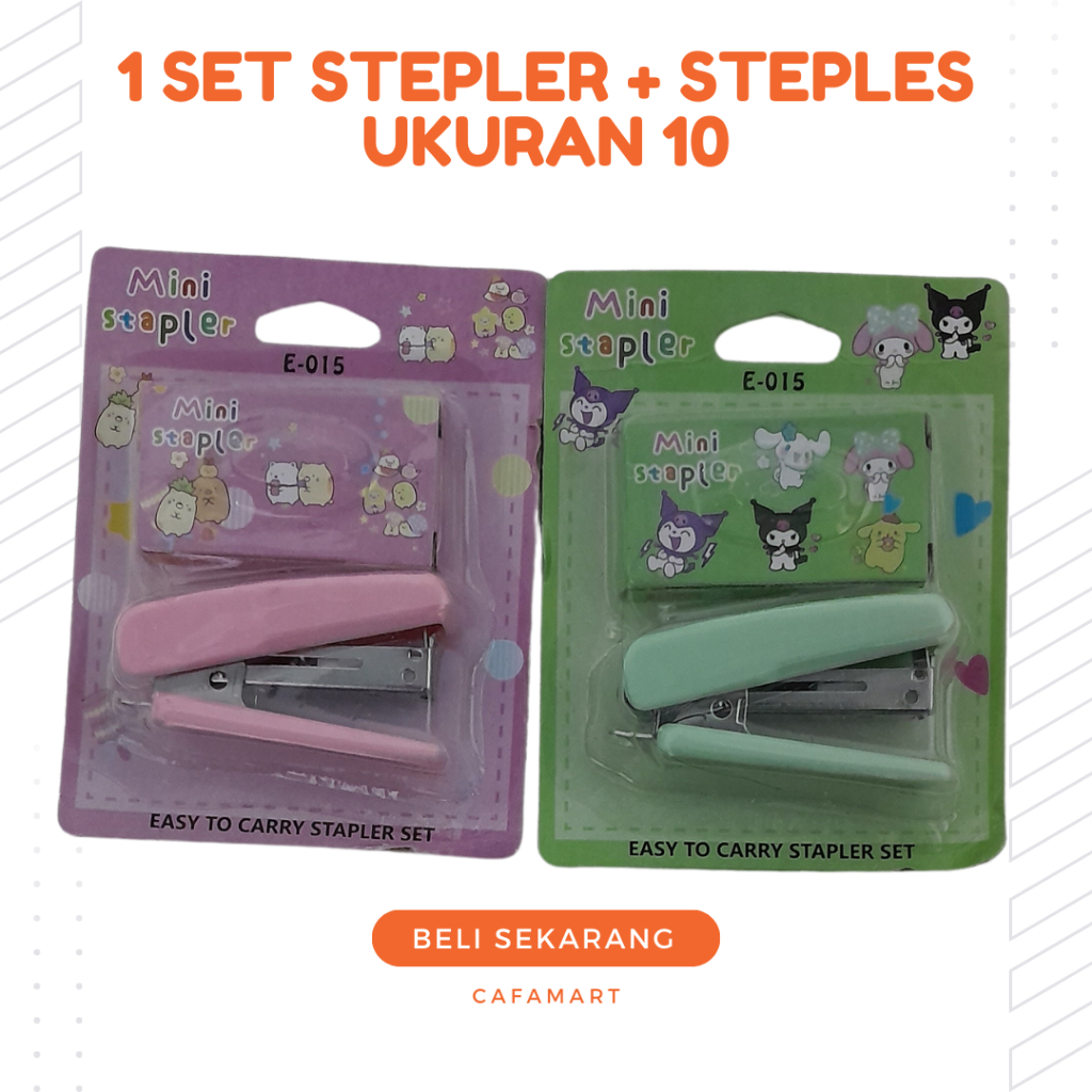 

1 Set Stepler Mini + Steples Ukuran 10 Motif Karakter Kartun Lucu