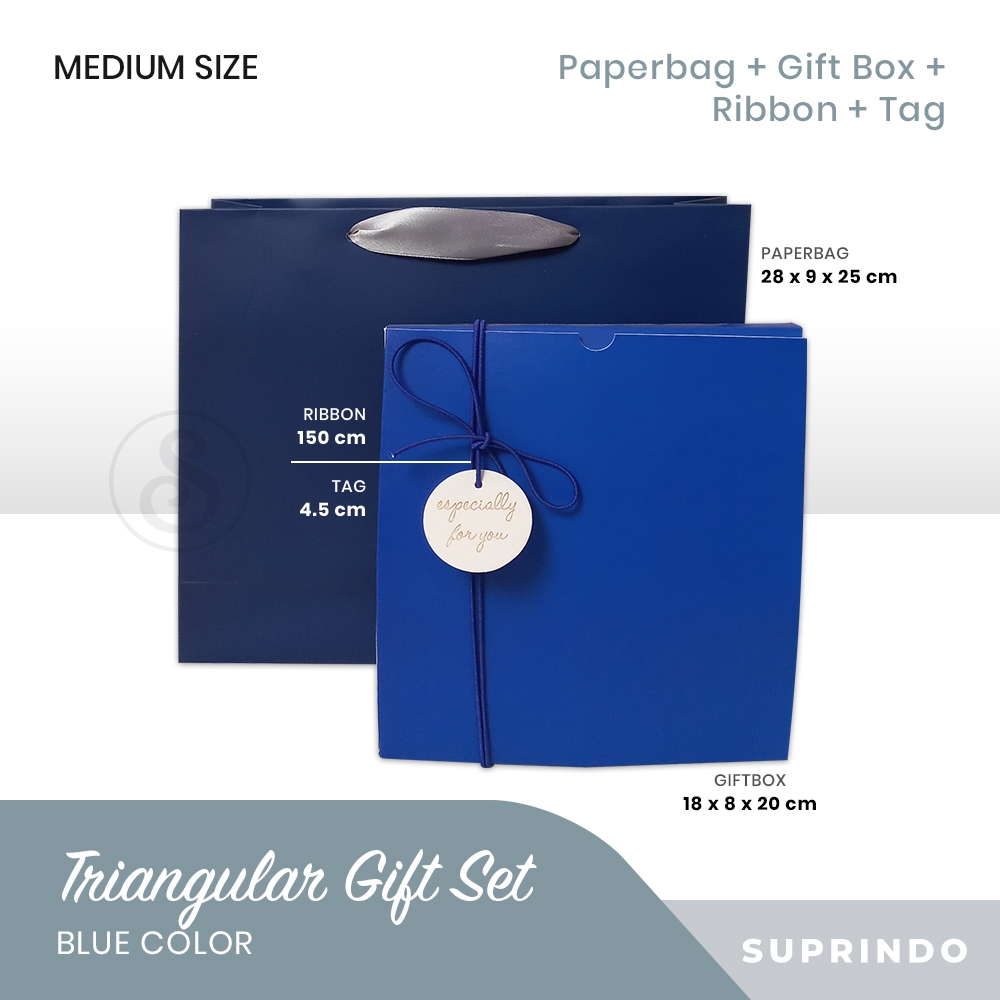 

Gift Set Paper Bag + Triangular + Tali + Tag (TRIANGULAR, BIRU)