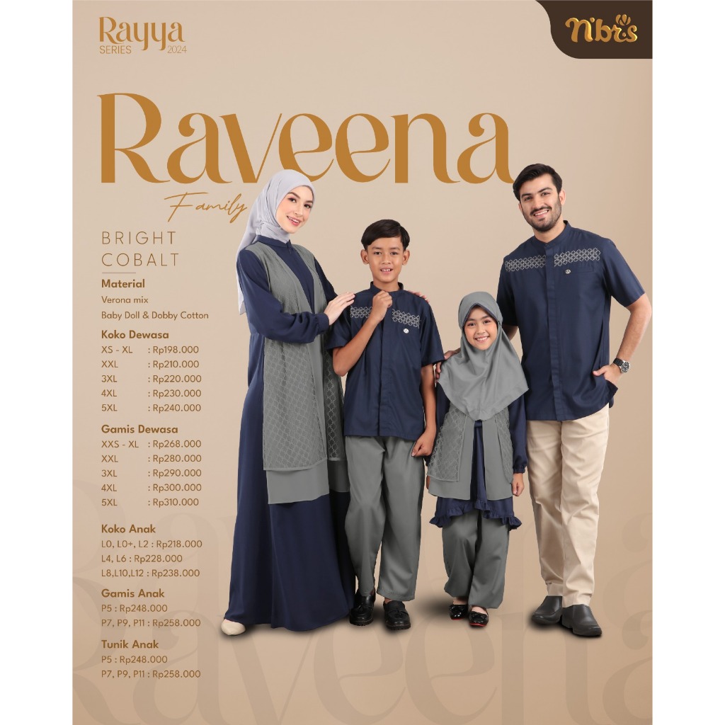 SARIMBIT TERBARU RAVEENA BRIGHT COBALT BY RAYYA SERIES NIBRAS 2024 - BAJU SERAGAM BUSANA MUSLIM TERB