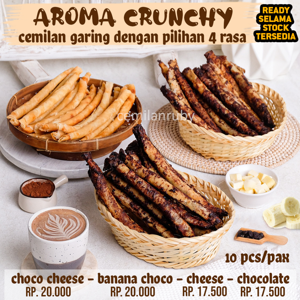 

AROMA CRUNCHY (FROZEN) keju - coklat - coklat keju - pisang coklat