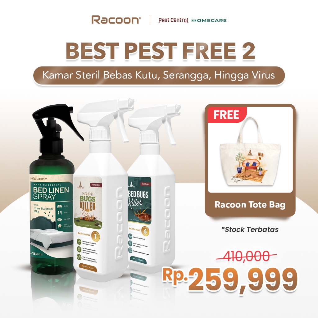 RACOON Best Pest Free 2 Bundling Anti Semut, Kecoa, Kutu Kasur & Tungau