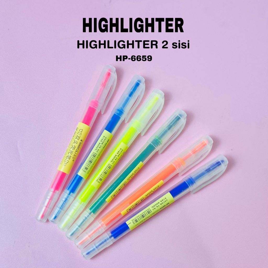 

HD Stabilo Highlighter 2 Sisi / Highlighter Set 6 Warna / Highlighter Pen / Highlighter 2 Arah