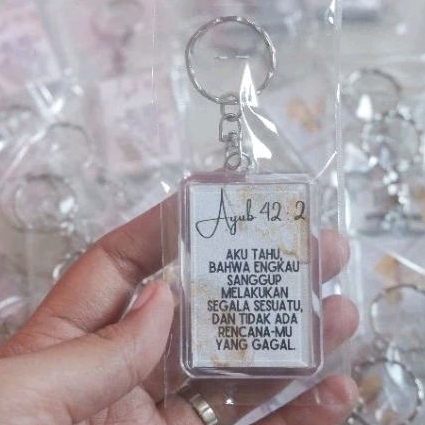 Gantungan Kunci Custom Akrilik Ayat Emas Alkitab Rohani Paskah Natal