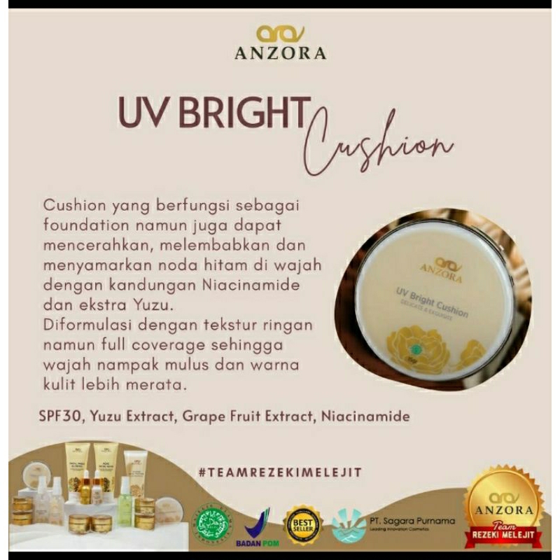 Alas Bedak/ANZORA UV bright cushion/Anzora skincare/Anzora beauty/skincare halal/skincare BPOM