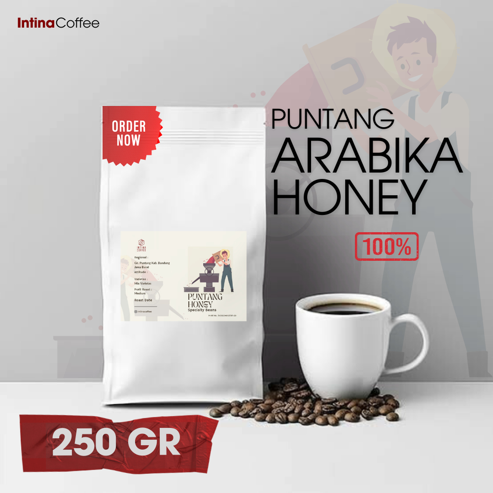 

Kopi Biji/Bubuk Arabika 250 gram 100% Arabica Honey Puntang