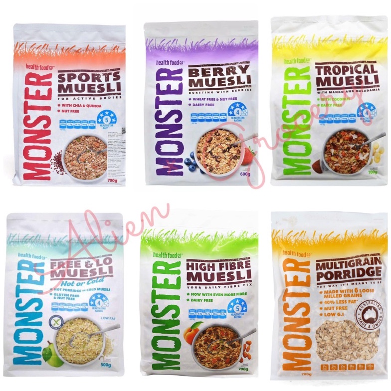 

Kemasan Baru PROMO Monster Muesli High Fibre Sports Tropical Lo Berry Multigrain Porridge LDE