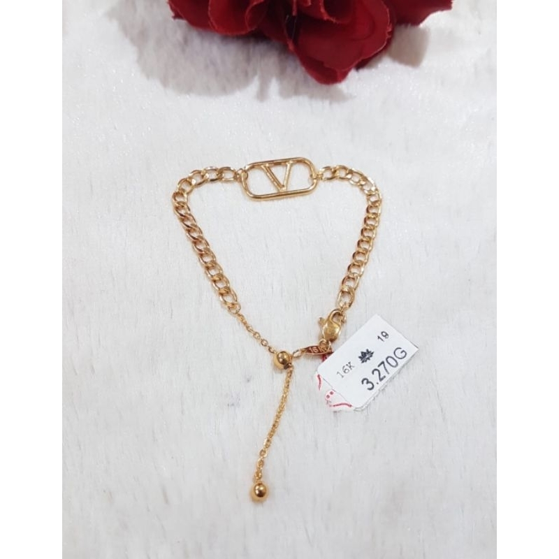 Gelang rantai emas 70 huruf v