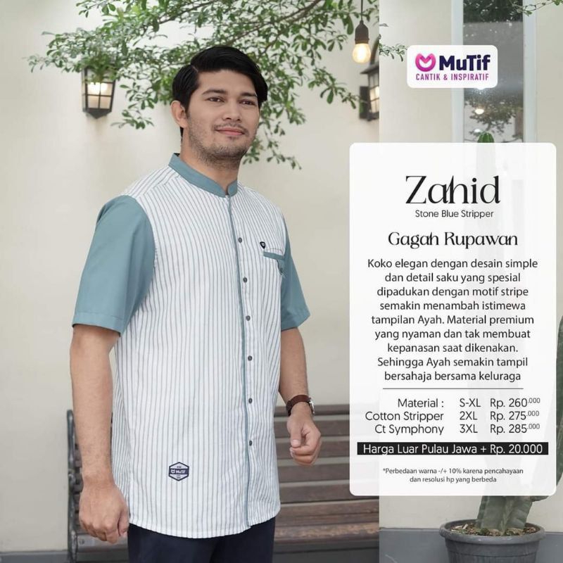 BAJU KOKO MUSLIM ATASAN PRIA PREMIUM MURAH ZAHID BY MUTIF