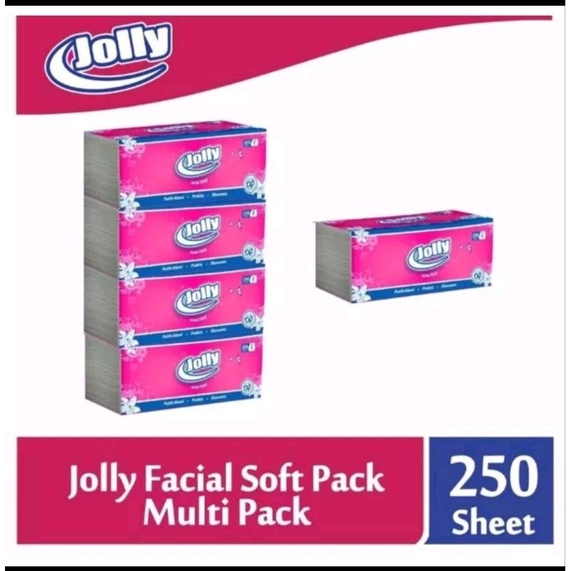 Jolly Facial Tissue 4 Pack 250 / 180 Sheet 2 Ply Tisu  Sheets / nice / paseo
