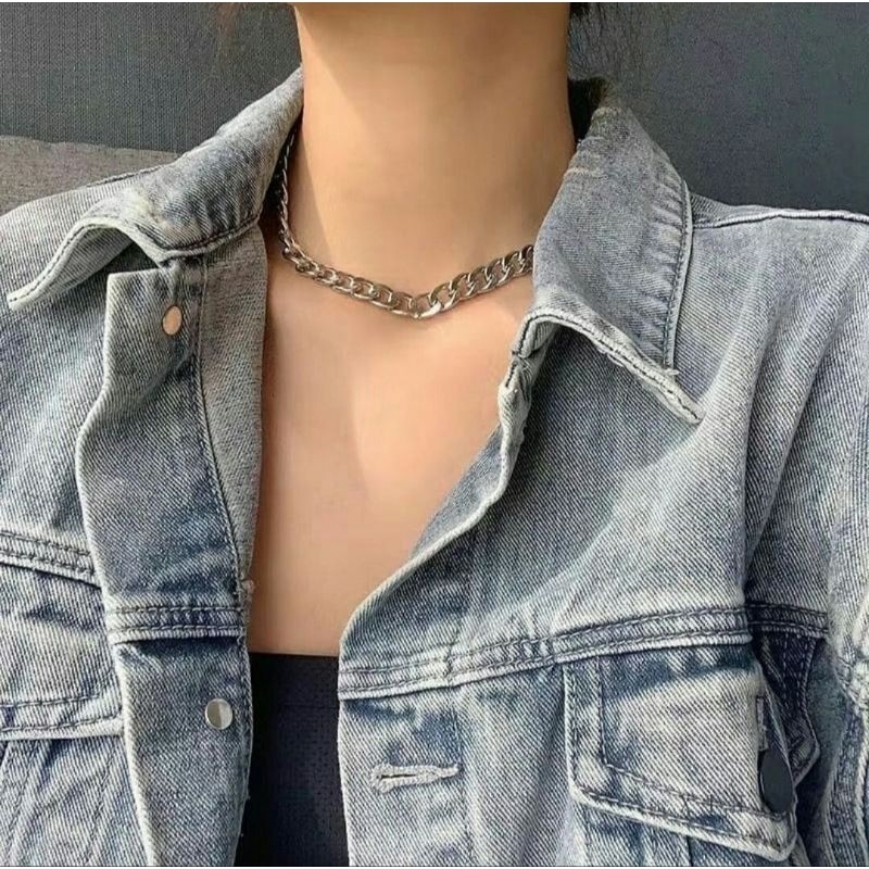Kalung rantai sisik naga besar / kalung titanium anti karat / kalung rantai kekinian
