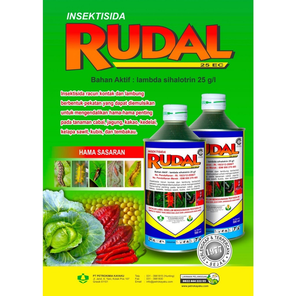 Rudal 25EC 100 Ml Lambda sihalotrin Insektisida kontak ulat serangga
