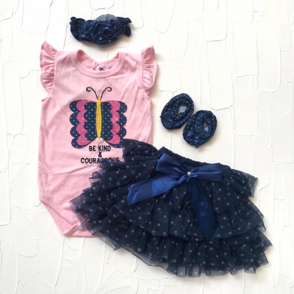 Baju Bayi Perempuan Jumper Rok Susun 0 6 Bulan Butterfly Set Fashion Bayi Cewek Lucu