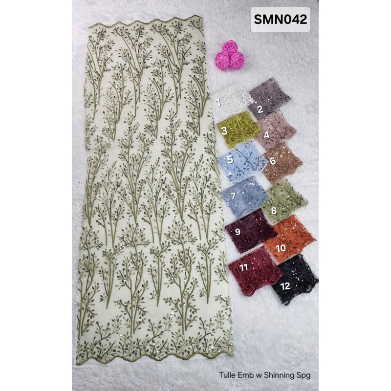 Kain Tile Motif Bunga Kecil Spangle -Terbaru Termurah