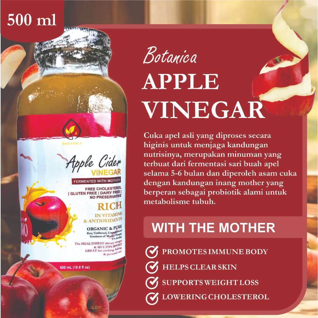 

Botanica Cuka Apel/Apple Cider Vinegar 500ml - ACV With the Mother Endapan Inang Bragg