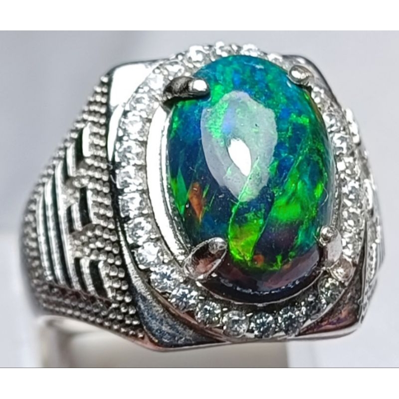 natural black opal ring perak