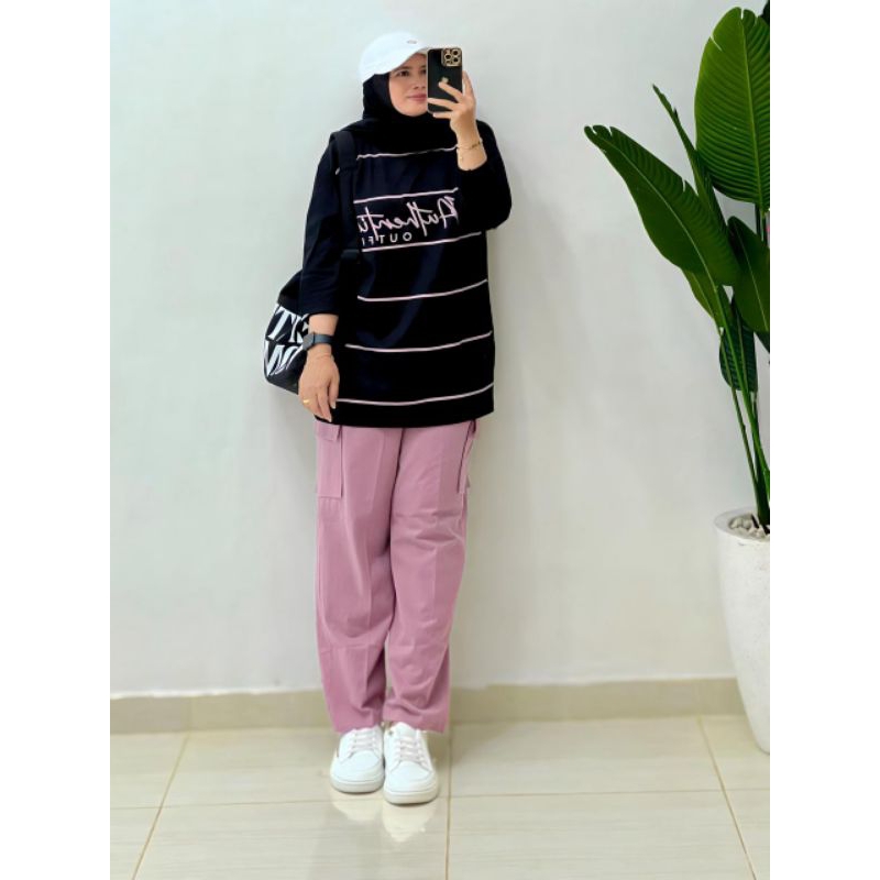 GAMIS WANITA ONESET GARIS(ZZ)