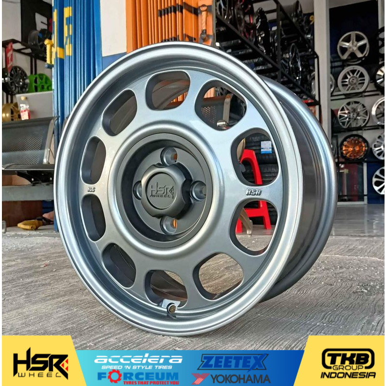 velg racing look model kaleng ring 15 velg hsr klg r15 pcd 4x100 lebar 65 rata fender et 42 glossy g
